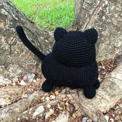 Black And White Cat - Handmade Amigurumi Crochet Doll Home Decor ...