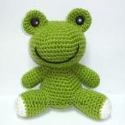 Green Frog - Finished Handmade Amigurumi crochet doll Home decor birthday gift Baby shower toy