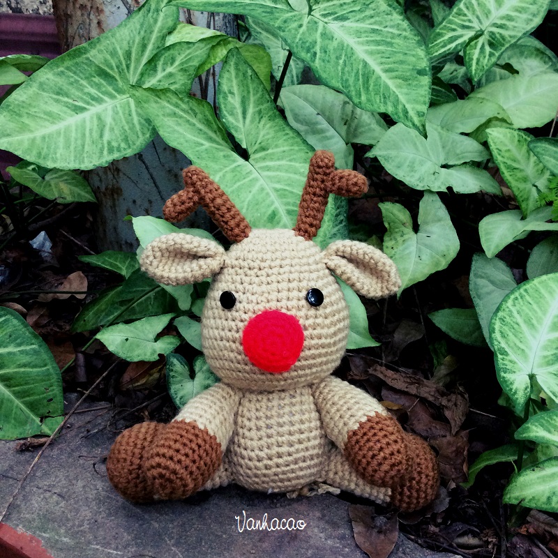 Rudolf The Reindeer - Finished Handmade Amigurumi Crochet Animals Dolls Home Decor Christmas Holiday Gift