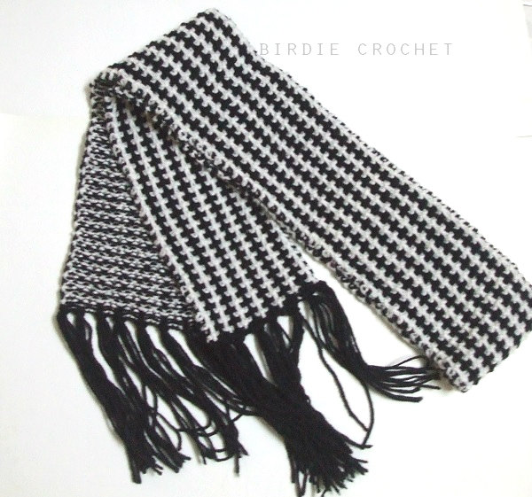 Chic Scarf 75" - Christmas Gift Hand Knitted Winter Long Black And White Unisex Scarf