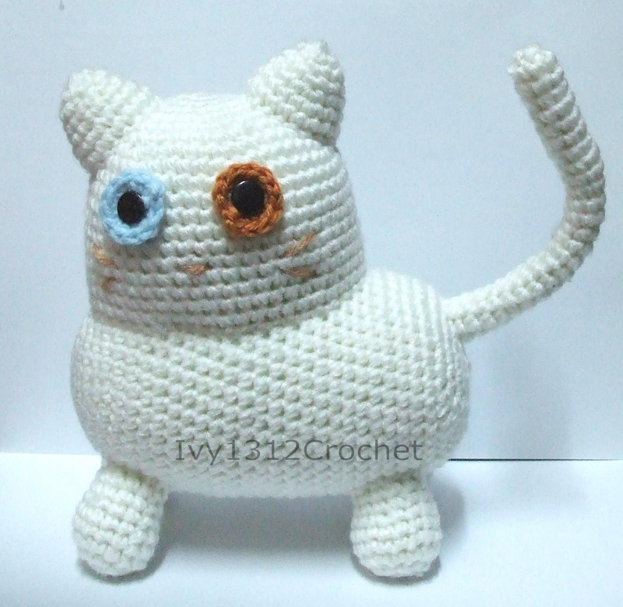 Cottonball Kitty 8.46" - Finished Handmade Amigurumi Crochet Doll Home Decor Birthday Gift Baby Shower Toy