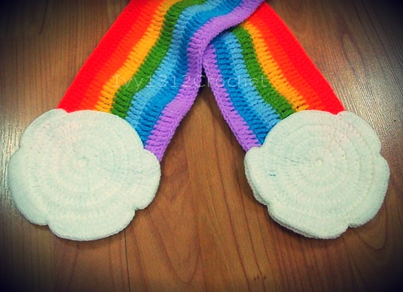 Rainbow Scarf 76.7" - Christmas Gift Hand Knitted Winter Long Scarf Women Girls Children Scarf