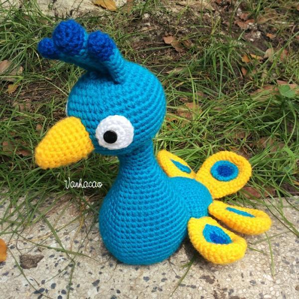 Blue Peacock - Handmade Amigurumi Crochet Doll Home Decor Birthday Gift Baby Shower Toy