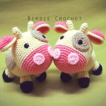 Sweet Cow - Finished Amigurumi Handmade crochet doll Home decor birthday gift Baby shower toy